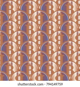 Bitcoin electronic coins seamless pattern for background.
