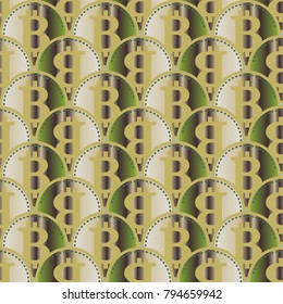 Bitcoin electronic coins seamless pattern for background.
