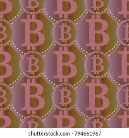 Bitcoin electronic coins seamless pattern for background.