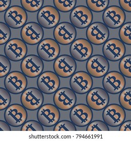 Bitcoin electronic coins seamless pattern for background.