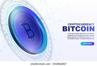 Bitcoin, electronic money. Cryptocurrency. Banner, Template for a web page. Vector illustration