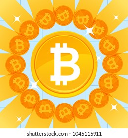 bitcoin electronic money vector icon