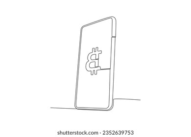 Un bitcoin para pagos electrónicos. Dibujo de una línea de bitcoin