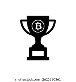 Bitcoin Embedded in Trophy Base - Financial Achievement and Success