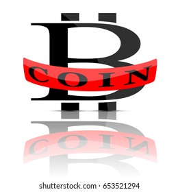Bitcoin emblem isolated on white