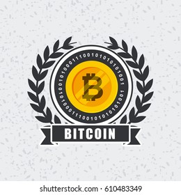 bitcoin emblem over white background. colorful design. vector illustration
