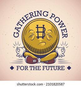 Bitcoin emblem with retro style