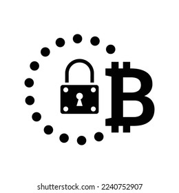 Bitcoin, encruption, coin, cryptocurrency icon. Black vector graphics.