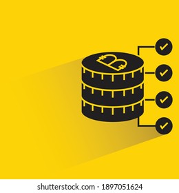 bitcoin encrypted with drop shadow yellow background