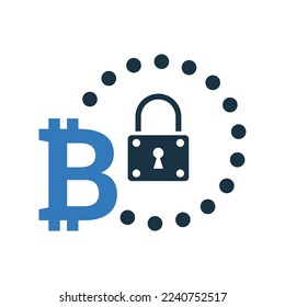 Bitcoin, encryption, coin, cryptocurrency icon. Simple editable vector graphics.