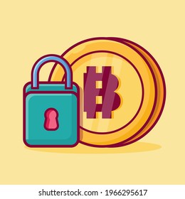 bitcoin encryption concept symbol isolated vector illustration in flat style