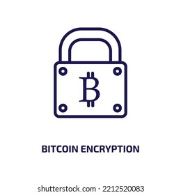 icono de cifrado de bitcoin de la colección cryptocurrency. Cifrado de bitcoin lineal delgado, cifrado, icono de esquema de internet aislado en fondo blanco. Signo de cifrado de bitcoin vectorial de línea, símbolo para 