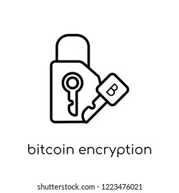 bitcoin encryption icon. Trendy modern flat linear vector bitcoin encryption icon on white background from thin line Cryptocurrency economy and finance collection, outline vector illustration