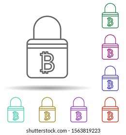 Bitcoin encryption multi color icon. Simple thin line, outline vector of bitcoin blockchain icons for ui and ux, website or mobile application