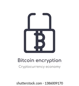 bitcoin encryption outline icon. isolated line vector illustration from cryptocurrency economy collection. editable thin stroke bitcoin encryption icon on white background