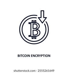 bitcoin encryption outline icon.  Thin line icon from cryptocurrency collection. Editable vector isolated on white background