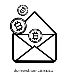 bitcoin and envelope black and white