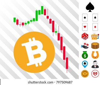 Bitcoin Epic Fail Chart pictograph with bonus gambling graphic icons. Vector illustration style is flat iconic symbols. Designed for casino websites.