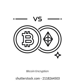 bitcoin ethereum icon. Outline style icon design isolated on white background