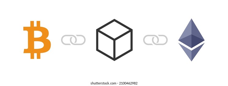 Bitcoin and Ethereum linked data. Blockchain cryptocurrency 
technology design template. Digital smart contract connected network. 