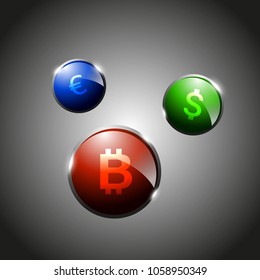 Bitcoin euro dollar VECTOR image