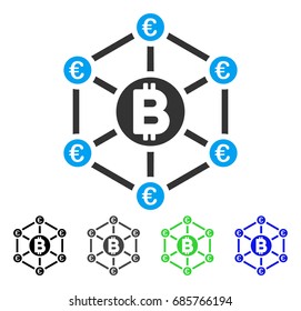 Bitcoin Euro Network flat vector icon. Colored bitcoin euro network gray, black, blue, green icon versions. Flat icon style for web design.