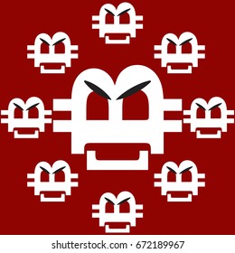 Bitcoin evil logo electronic money .Virus attack around the world.