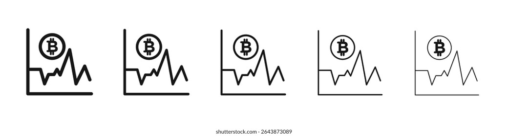 Bitcoin ícone Evolution sinal de vetor preto e branco