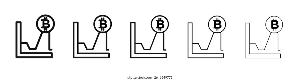 Bitcoin ícone Evolution sinal de vetor preto e branco