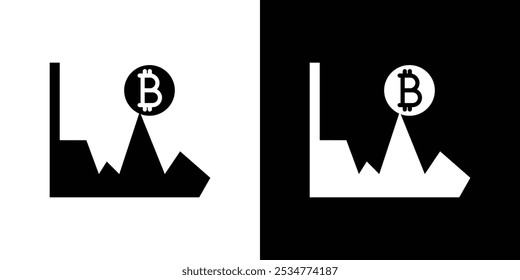 Bitcoin ícone de evolução logotipo linear isolado