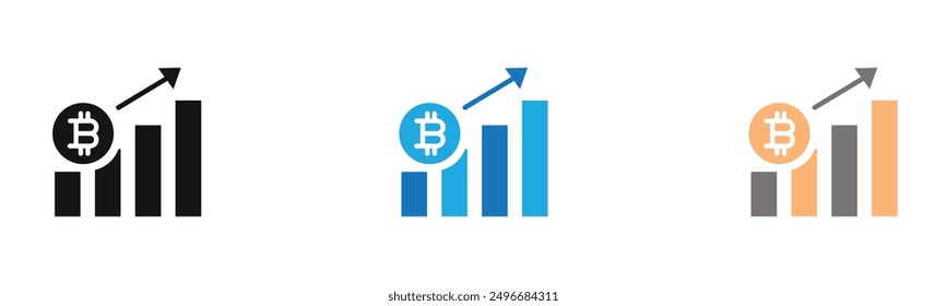 Bitcoin Evolution icon outline collection or set in black and white