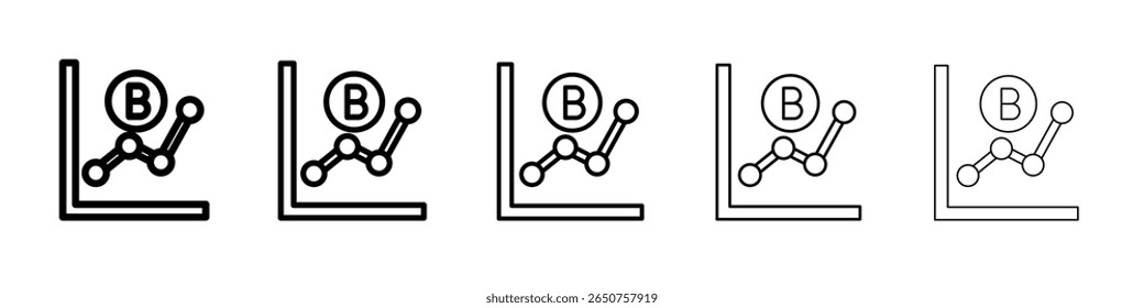 bitcoin evolução ícone vetor delineamento fino estilo sinal