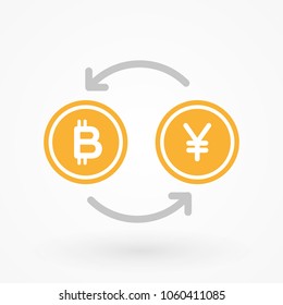 Bitcoin exchange. Crypto currency concept. Digital currency. Vector illustration, flat design