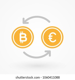 Bitcoin exchange. Crypto currency concept. Digital currency. Vector illustration, flat design