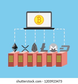 Bitcoin exchange and crypto servers. Vector illustration design.