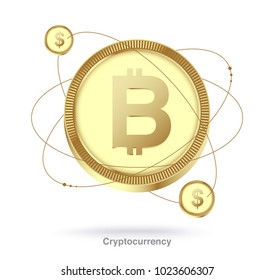 Bitcoin exchange currency. Cryptocurrency exchange concept.
