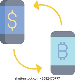 Diseño de icono plano de dólar de intercambio de Bitcoin