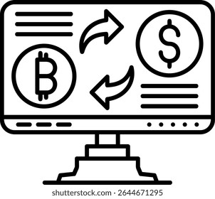 Bitcoin Exchange Preenchido Estilo Ícone Design