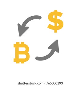 Bitcoin exchange flat design,Digital or virtual coin