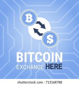 Bitcoin exchange here vector image. Vector illustration for app or website.