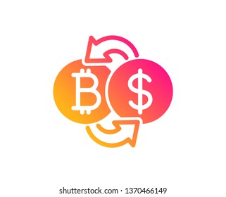 Icono de intercambio de bitcoin. Signo de moneda de criptomoneda. Símbolo de dinero en dólares. Clásico estilo plano. Icono de intercambio de bitcoin degradado. Vector