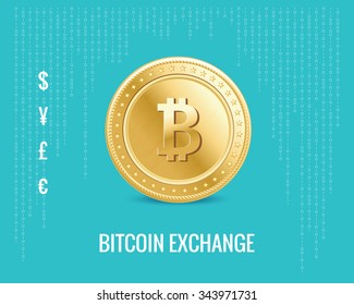 bitcoin exchange icon on the digital blue background