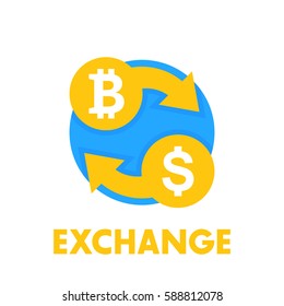 Bitcoin exchange icon over white