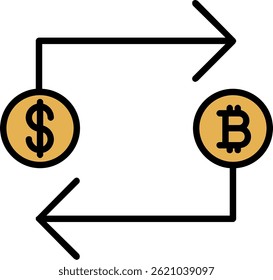Bitcoin Exchange Linha Preenchida Vetor Ícone Design