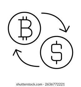 Bitcoin Exchange Line Icon. Funding, Economy, Investment, Payment, Banking, Money, Investor Icons. Editable Stroke Vector Illustration