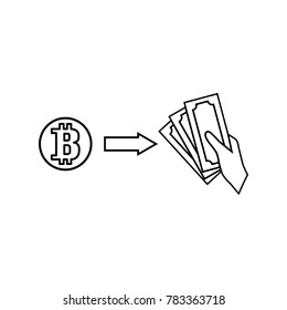 Bitcoin exchange. line vector icon. Flat design style