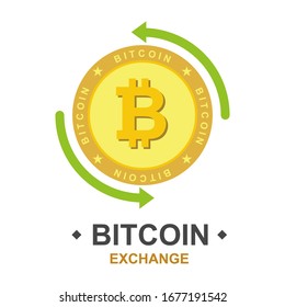 Bitcoin exchange logo. The letter B in a circle with two arrows. Vector illustration.