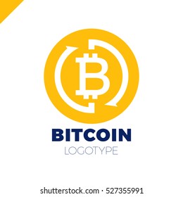 Bitcoin Exchange logo. Letter B in circle with two arrow logotype. crypto, coin, currency, bitcoin, cryptocurrency, blockchain, mining, nft