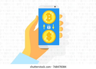 bitcoin exchange logo on white background. Gold coin. Concept for internet banking. Vector illustration