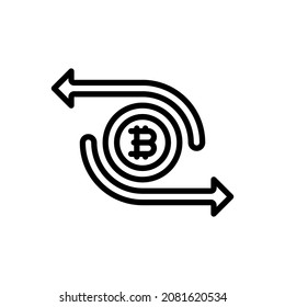 Bitcoin exchange outline icons. Vector illustration. Editable stroke. Isolated icon suitable for web, infographics, interface and apps.